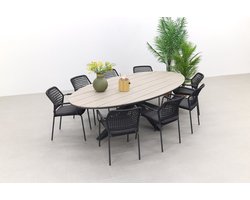 Taste Barista - Antraciet / GI Edison 280x140 cm. tafel - ovale tuinset