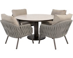 Taste by 4 Seasons Cannes tuinset 5-delig - Sarah lage tuintafel Ø130 cm - terre ceramic print