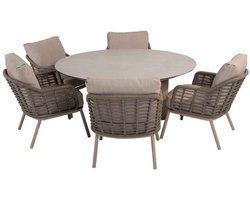 Taste by 4 Seasons Puglia lage tuinset 6-delig - Donato tuintafel Ø160x69 cm