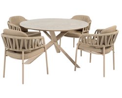 Taste - Calma diningset met Prado tafel latte keramiek rond dia. 13...