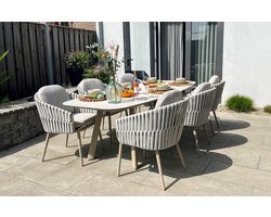 Taste Eva/Manolo 6-persoons deens ovale dining tuinset 240x103 cm. - Latte