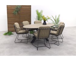 Taste Prego - antraciet / GI Edison 220 x 115 cm. tafel - ovale tuinset