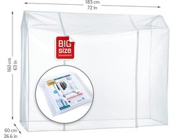 Tatkraft BIG beschermhoes voor kledingrek, afdekking kledingstang, Kledingrek hoes - Afdekhoes, 183 x 60 x 160 cm, beschermt je kleding tegen vocht, uv-stralen, vuil, 2 ritssluitingen, transparant