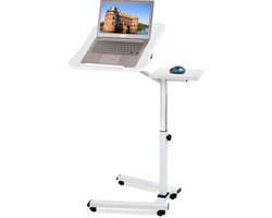Tatkraft® LIKE - Ergonomische Laptoptafel Op Wielen - Met Muismat - Laptop Statafel In Hoogte Verstelbaar - Notebook Standaard Houder - 360 Graden Draaibaar - Wit
