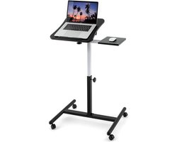 Tatkraft® VANESSA - Laptoptafel In Hoogte Verstelbaar - Bedtafel Met Muisplank - Staand Bureau Met Wieltjes - Computertafel - MDF-Hout - Staal - ZWART