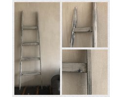 Taupe 'old look' decoratieladder 140 cm
