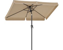 Taupe Parasol met stalen frame - Parasol voor buiten - Zonnescherm - 180 g/m2 polyester - UV-bescherming - Eenvoudige montage - 300 cm x 200 cm x 240 cm
