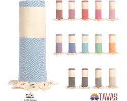 Tavas Hamamdoek Babyblauw Strandlaken %100 Katoen XL Saunalaken 100 x 180 cm Badhanddoek Groot Douchelaken Dames Hotel Handdoek Pestemal Fouta Pareo Yoga Deken Heren