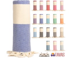 Tavas Hamamdoek Blauw Strandlaken %100 Katoen XL Saunalaken 100 x 180 cm Badhanddoek Groot Douchelaken Dames Hotel Handdoek Pestemal Fouta Pareo Yoga Deken Heren