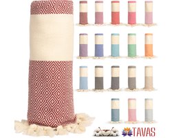 Tavas Hamamdoek Bordeaux Strandlaken %100 Katoen XL Saunalaken 100 x 180 cm Badhanddoek Groot Douchelaken Dames Hotel Handdoek Pestemal Fouta Pareo Yoga Deken Heren
