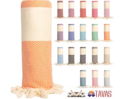 Tavas Hamamdoek Oranje Strandlaken %100 Katoen XL Saunalaken 100 x 180 cm Badhanddoek Groot Douchelaken Dames Hotel Handdoek Pestemal Fouta Pareo Yoga Deken Heren