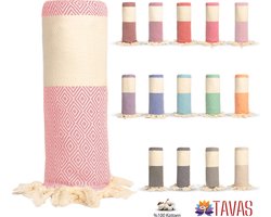 Tavas Hamamdoek Salmon pink Strandlaken %100 Katoen XL Saunalaken 100 x 180 cm Badhanddoek Groot Douchelaken Dames Hotel Handdoek Pestemal Fouta Pareo Yoga Deken Heren