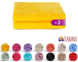 Tavas Harmonie Gastendoekjes 30x50 cm Geel Set van 2 100% Katoen Gastenhanddoek Rechthoek Handdoek Keuken Hotelkwaliteit Gastendoek