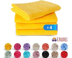 Tavas Harmonie Gastendoekjes 30x50 cm Geel Set van 4 100% Katoen Gastenhanddoek Rechthoek Handdoek Keuken Hotelkwaliteit Gastendoek