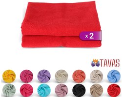 Tavas Harmonie Gastendoekjes 30x50 cm Rood Set van 2 100% Katoen Gastenhanddoek Rechthoek Handdoek Keuken Hotelkwaliteit Gastendoek