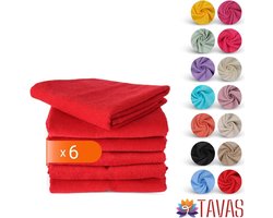 Tavas Harmonie Gastendoekjes 30x50 cm Rood Set van 6 100% Katoen Gastenhanddoek Rechthoek Handdoek Keuken Hotelkwaliteit Gastendoek