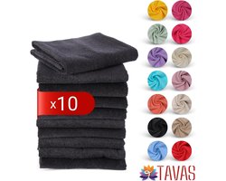 Tavas Harmonie Gastendoekjes 30x50 cm Zwart Set van 10 100% Katoen Gastenhanddoek Rechthoek Handdoek Keuken Hotelkwaliteit Gastendoek