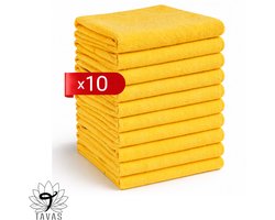 Tavas Harmonie Gastendoekjes - Geel - Set van 10 - Kleine Handdoeken - 30 x 50 cm - 100% Katoen