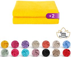 Tavas Harmonie Gastendoekjes - Geel - Set van 2 - Kleine Handdoeken - 30 x 50 cm - 100% Katoen