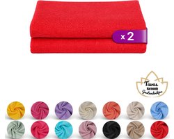 Tavas Harmonie Gastendoekjes - Rood - Set van 2 - Kleine Handdoeken - 30 x 50 cm - 100% Katoen