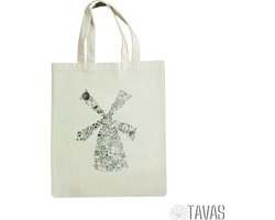 Tavas Katoenen Holland tasje Draagtas Naturel 38x42 cm Zaanse Schans Nederland Tote Bag Tas Shopper Boodschappentas Holland Souvenirs Schoudertas