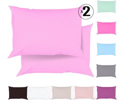 Tavas Kussenslopen 60 x 70 cm Set van 2 Roze Katoen 100% Hotelkwaliteit Kussensloop met rits