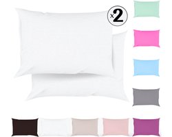 Tavas Kussenslopen 60 x 70 cm Set van 2 Wit Katoen 100% Hotelkwaliteit Kussensloop met rits