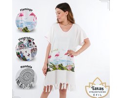 Tavas Strandtuniek Flamingo One size Strandponcho Overtop volwassene Strandmode Beach-dress Sarong Pareo dress Strandjurk