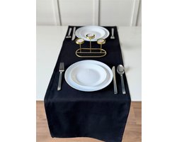 Tavas Tafelloper - 40 x 140 cm - Zwart - Tafeldecoratie - Tafelkleed - Tafellaken - Katoen