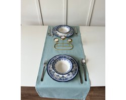 Tavas Tafelloper - 45 x 140 cm - Turkoois - Tafeldecoratie - Tafelkleed - Tafellaken - Katoen