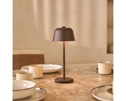 Tavellio Anton Oplaadbare Tafellamp - 29CM - Tot 120 branduren - H29 - Bruin