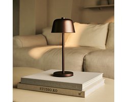 Tavellio Anton Oplaadbare Tafellamp – H29 – USB en Touch – Tot 120 branduren – Espresso Bruin
