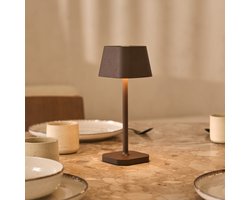 Tavellio Ava Draadloze Tafellamp – H26 – USB en Touch – Tot 120 uur – Bruin