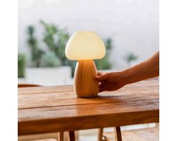 Tavellio Bear Oplaadbare Tafellamp – H28 – Hout en Glas – Lichtbruin