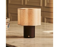 Tavellio Bianca Oplaadbare Tafellamp – H23 – Hout en linnen – Donkerbruin