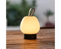 Tavellio Cooper Oplaadbare Tafellamp – H17 – Hout en leren band – Tot 30 branduren – Donkerbruin