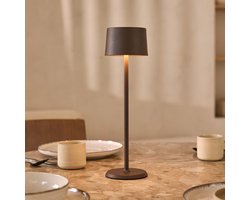 Tavellio David Oplaadbare Tafellamp – H38 – USB en Touch – Tot 120 uur – Mokka Bruin