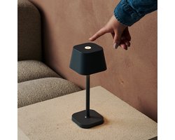 Tavellio – Draadloze Tafellamp Ava – Steen Grijs – Tot 120 branduren – Dimbaar, USB & Touch – Oplaadbare Tafellamp op Accu en Batterij – Bureaulamp – Tafellamp slaapkamer – Leeslamp – Tafellamp Binnen & Buiten – 26CM
