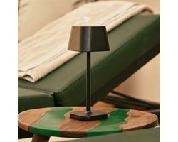Tavellio – Draadloze Tafellamp Ava – Zwart – Tot 120 branduren – Dimbaar, USB & Touch – Oplaadbare Tafellamp op Accu en Batterij – Bureaulamp – Tafellamp slaapkamer – Leeslamp – Tafellamp Binnen & Buiten – 26CM
