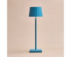 Tavellio – Draadloze Tafellamp William – Amsterdams Blauw – Tot 120 branduren – Dimbaar, USB & Touch – Oplaadbare Tafellamp op Accu en Batterij – Bureaulamp – Tafellamp slaapkamer – Leeslamp – Tafellamp Binnen en Buiten & IP54 – 38CM