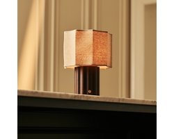 Tavellio Eloïsa Oplaadbare Tafellamp – H22 – Hout en linnen – Donkerbruin