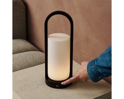 Tavellio Evie Oplaadbare Tafellamp – H35 – Hout en Glas – Tot 80 branduren – Donkerbruin