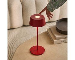 Tavellio Hugo Oplaadbare Tafellamp – H36 – USB en Touch – Tot 120 uur – Bessen Rood