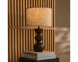 Tavellio Kai Tafellamp – Ø28 – Hout en linnen – E27 – Donkerbruin