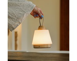 Tavellio Liv Oplaadbare Tafellamp – H16 – Hout – Tot 100 branduren – Lichtbruin