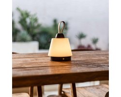 Tavellio Liv Oplaadbare Tafellamp – Hout – Tot 100 branduren – H16 – Donkerbruin