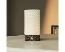 Tavellio Luna Draadloze Tafellamp – H18 – Dark Emperador Marmer en Porselein – 3D geprint – Bruin