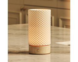 Tavellio Luna Draadloze Tafellamp – H18 – Travertijn en Porselein – 3D geprint – Beige