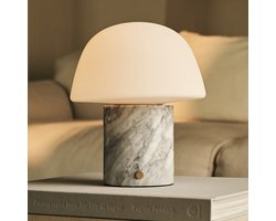 Tavellio Maes Draadloze Tafellamp – H20 – Bianco Statuarietto Marmer en Glas – Tot 100 branduren – Wit