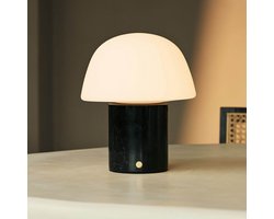 Tavellio Maes Draadloze Tafellamp – H20 – Nero Marquina Marmer en Glas – Tot 100 branduren – Zwart